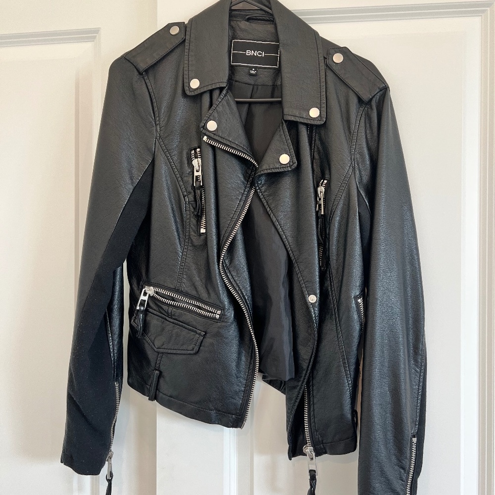 Black Faux Leather Moto Jacket
